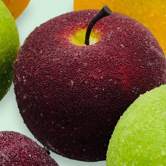 Lot of 10 Faux Sugared Fruit Apples Pears Red Green Yellow - Picture 7 of 12